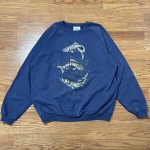 Vintage Crewneck Sweater Nature Fish Bass Pike Trout 90S Crewneck Sweatshirt